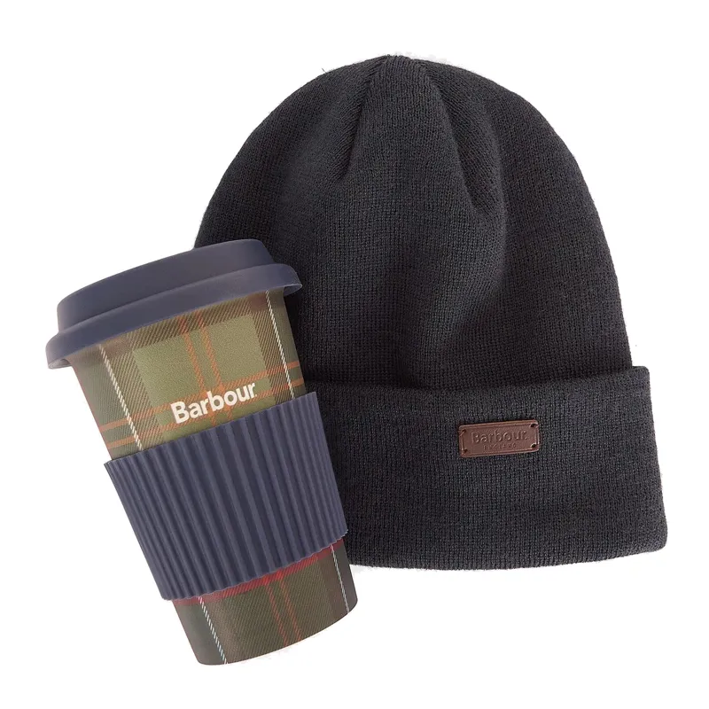 Barbour Travel Mug Gift Set - Navy/Classic Tartan